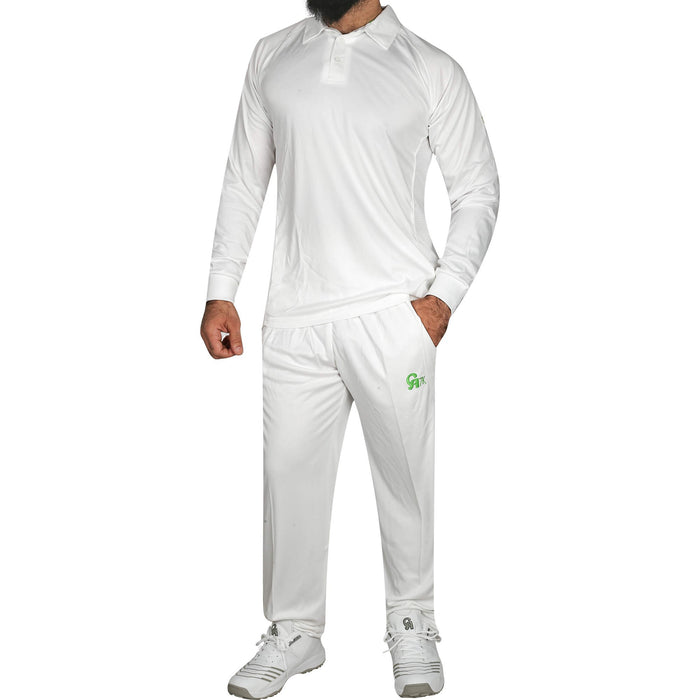 CA White Test Kit Cricket Shirt and Trouser Set Long Sleeves - Cricket Uniform