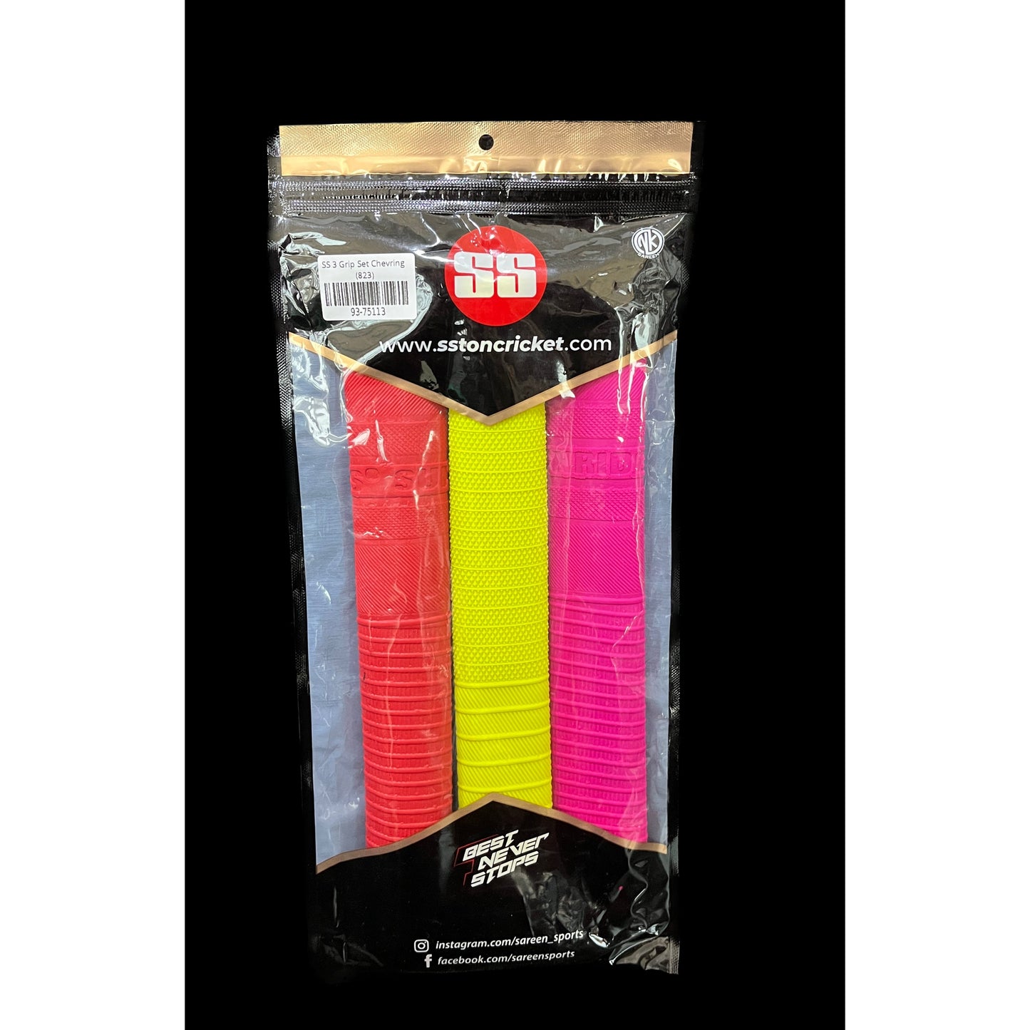 SS Cricket Bat Rubber Grip - 3pc Set Chevring