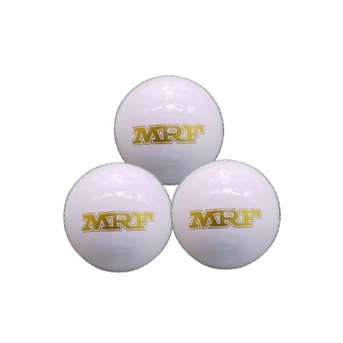 MRF Power White Ball Leather Ball for Cricket (Pack of 3)