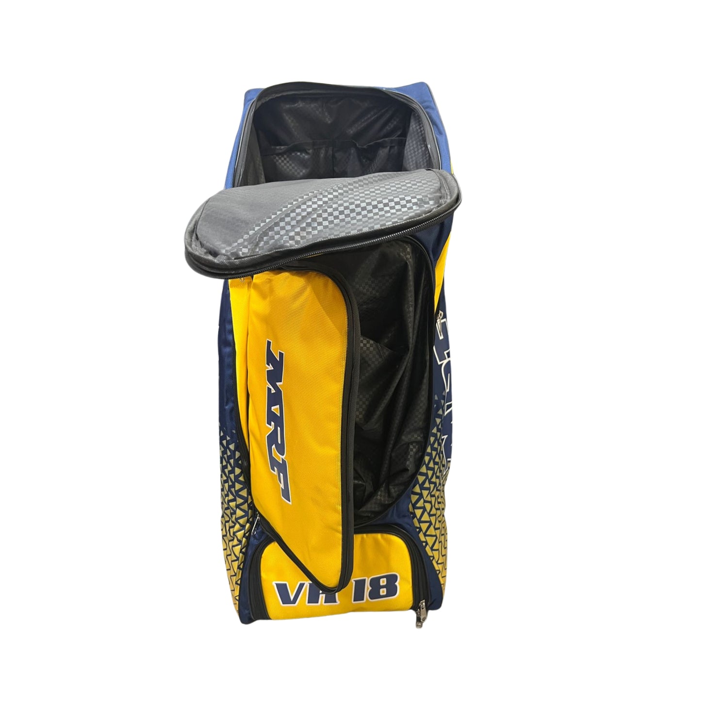 MRF VK 18 Senior Yellow Blue Cricket Kit Bag With Wheels
