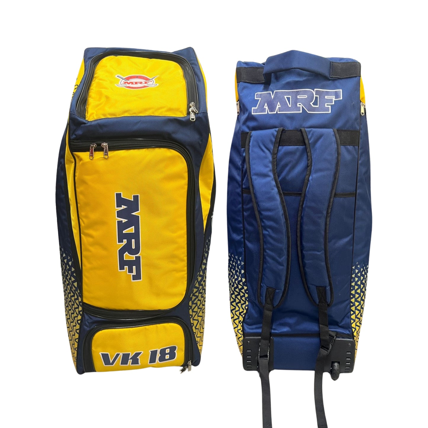 MRF VK 18 Senior Yellow Blue Cricket Kit Bag With Wheels