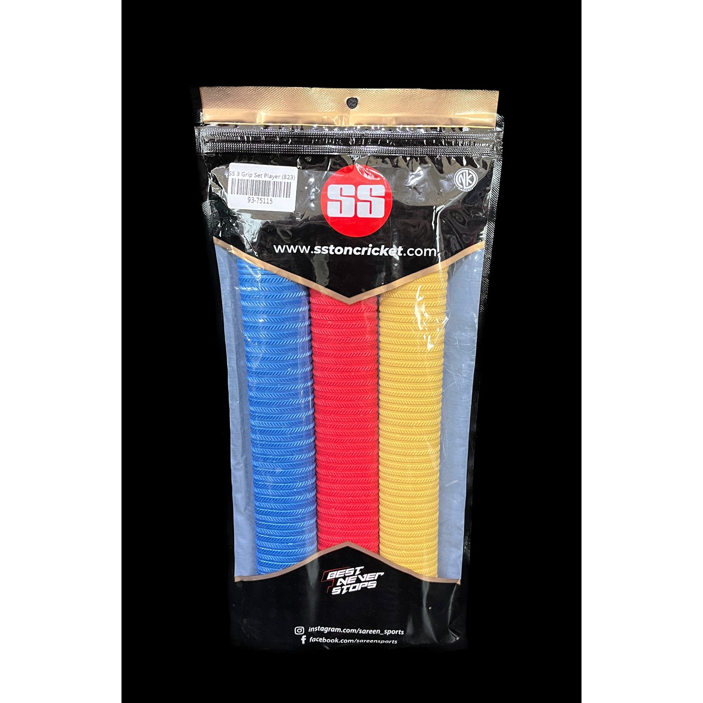 SS Cricket Bat Rubber Grip Players - 3pc Set