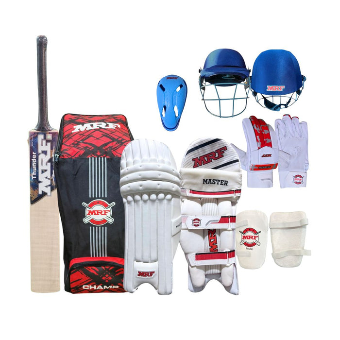 MRF Kashmir Willow Thunder Cricket Kit Set - Complete Cricket Set for Adult