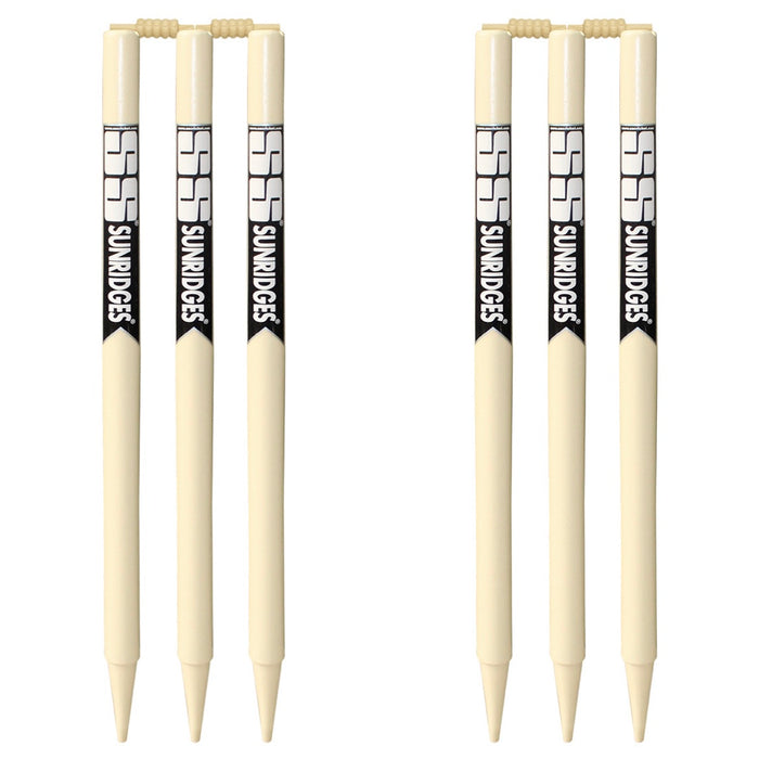 SS Wood Stumps for Cricket 2nd Grade - 6pc Stumps and 4pc Bails