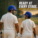 Rear view of adult and junior cricketers wearing SS Prince navy blue cricket helmets