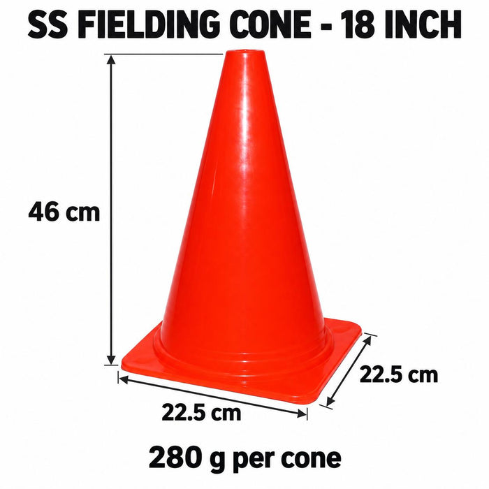 SS 18 inch fielding cone - 46 cm tall - 22.5 x 22.5 cm base - 280 g per cone