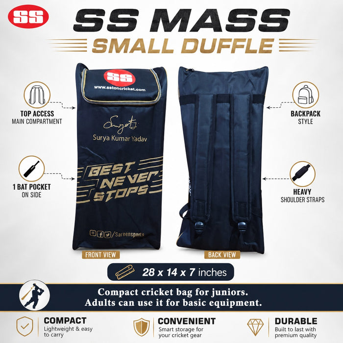 SS Mass Small Duffle Junior Cricket Kit Bag Backpack Style