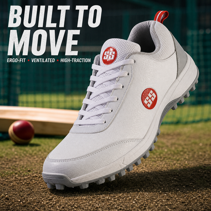 SS Slasher White/Grey/Red Cricket Shoes