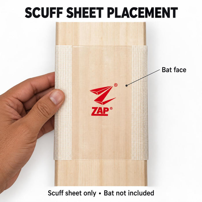 ZAP cricket bat scuff sheet application detail