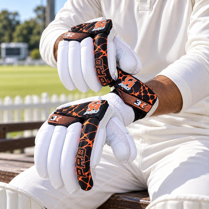 CA Pro 3K batting gloves - worn glove wrist fastening