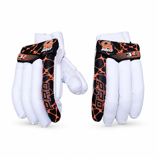 CA Pro 3K batting gloves - pair with white padding and black-orange details on white background