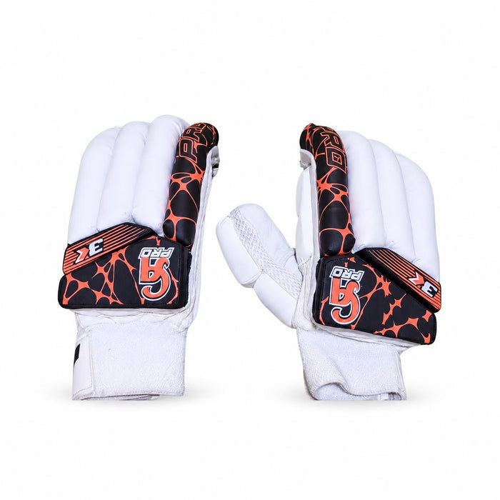 CA Pro 3K batting gloves - padded finger and wrist strap view on white background