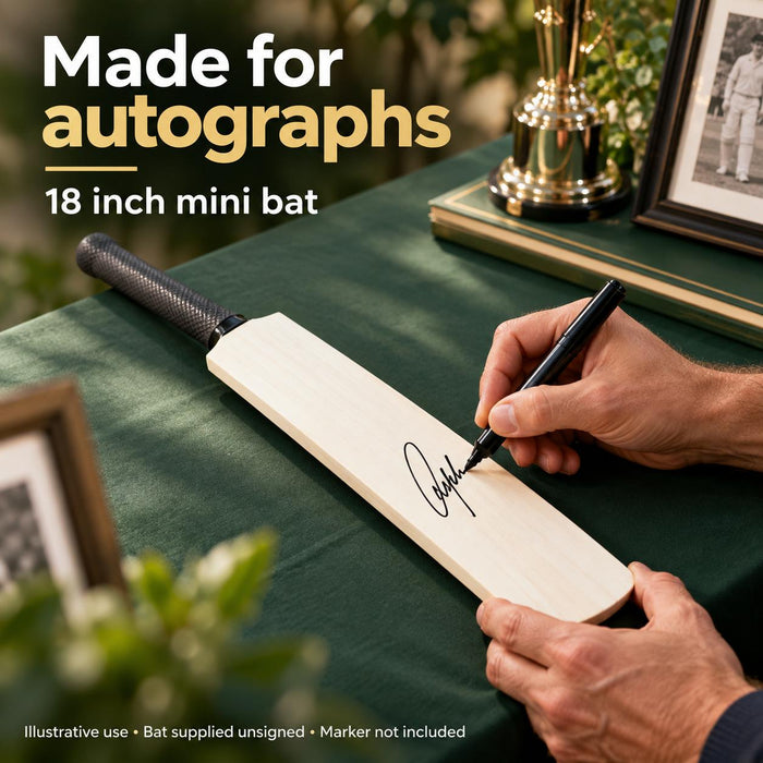 CA 18 inch mini autograph cricket bat being signed