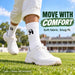 CA white and grey cricket socks worn with cricket shoes