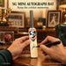 SG 12 inch mini autograph cricket bat being signed