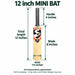 SG 12 inch mini autograph bat dimensions with length handle blade and 1.75 inch width arrows