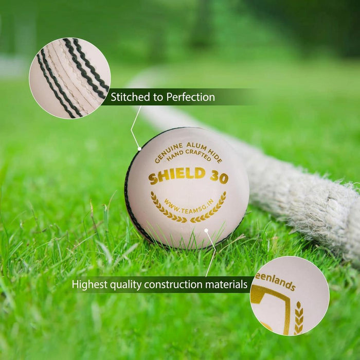 SG Shield 30 White Cricket Leather Ball