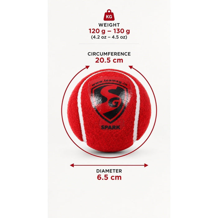SG Spark Heavy Red Tennis Cricket Ball - product information