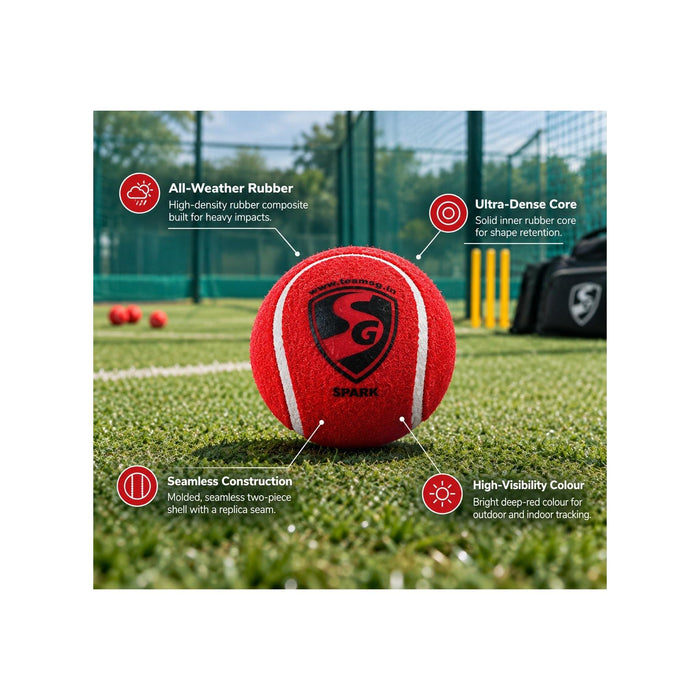 SG Spark Heavy Red Tennis Cricket Ball - product information
