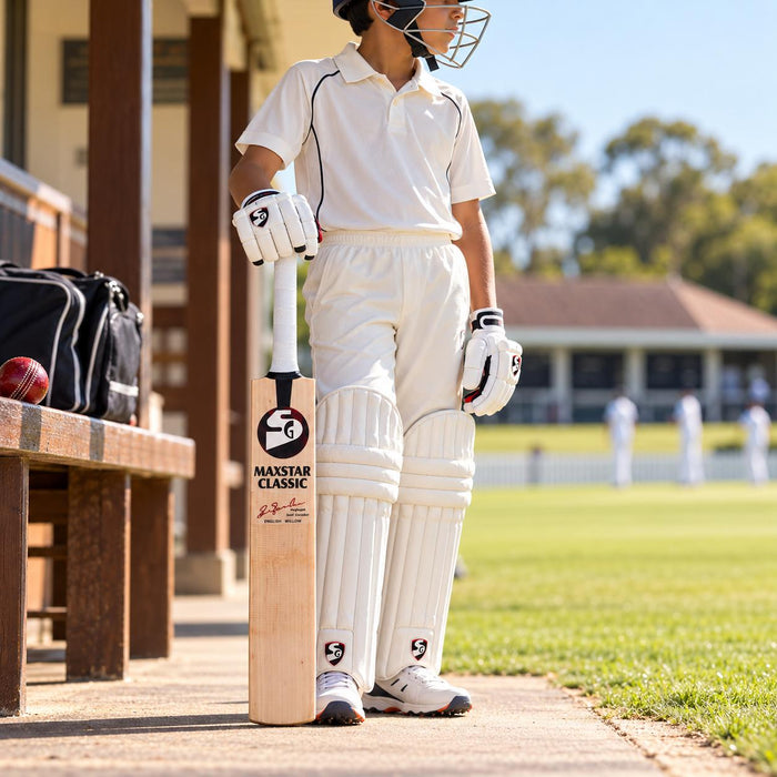 SG Maxstar Classic Size 5 junior bat - cricket ground lifestyle view