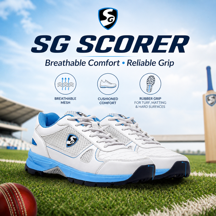 SG Scorer White/Aqua Cricket Shoes