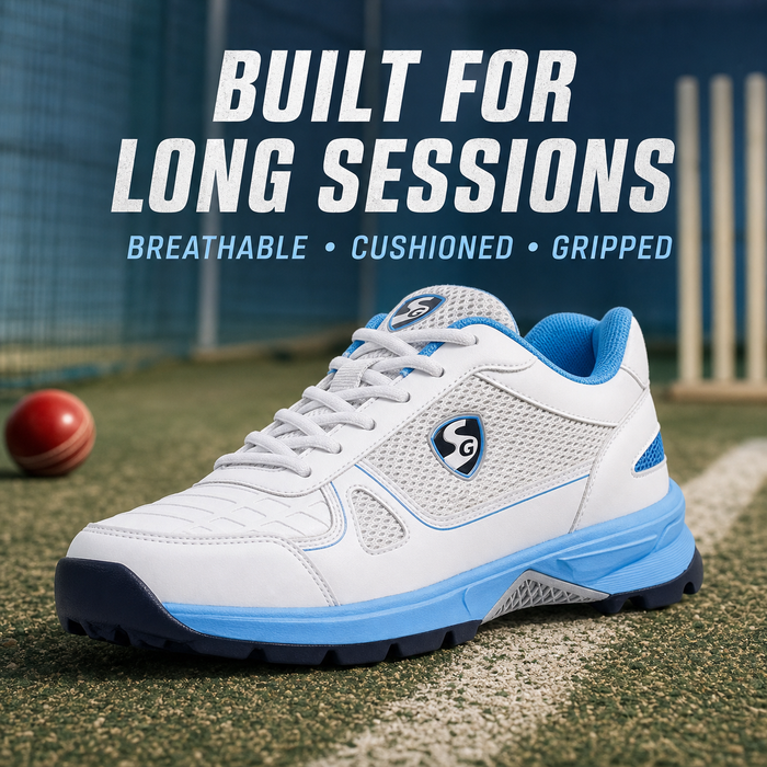 SG Scorer White/Aqua Cricket Shoes