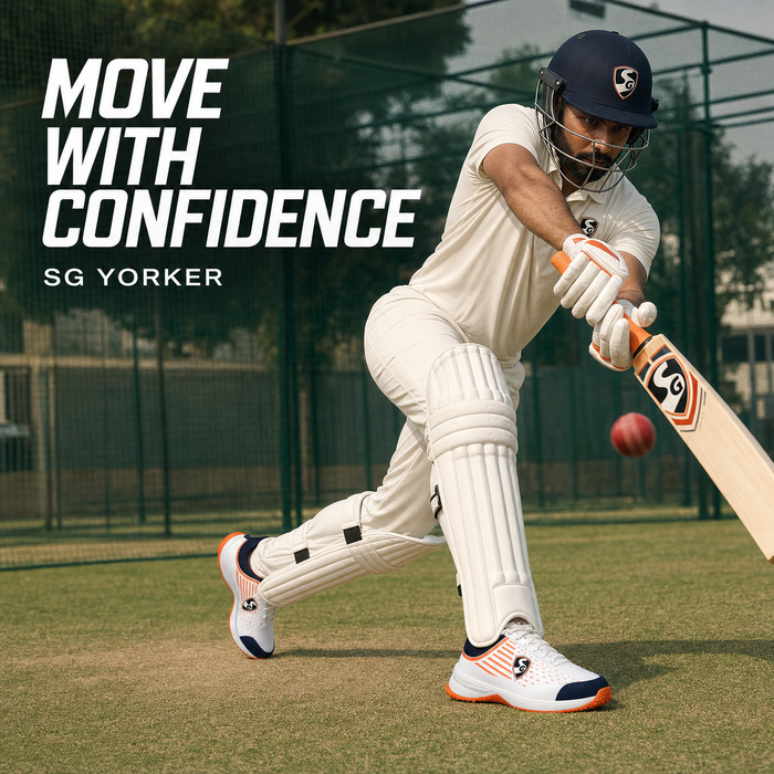 SG Yorker White/Navy/Orange Cricket Shoes