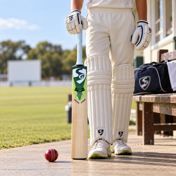 SG Hiscore Xtreme Harrow junior bat - cricket ground lifestyle view