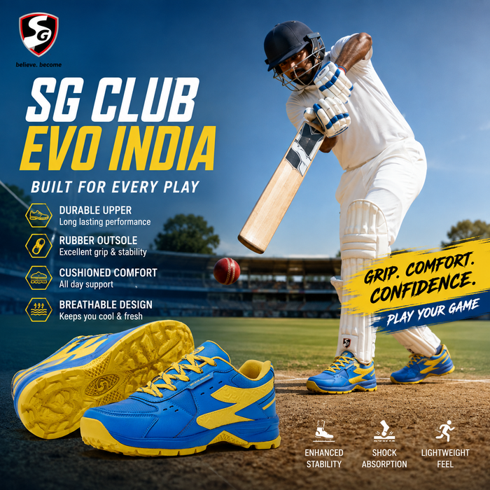 SG Club Evo Blue/Yellow Cricket Shoes