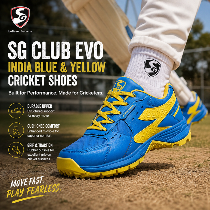 SG Club Evo Blue/Yellow Cricket Shoes