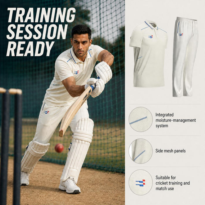 Cricket White Shirt and Trouser Set Short Sleeves for Adults - Cricket Uniform