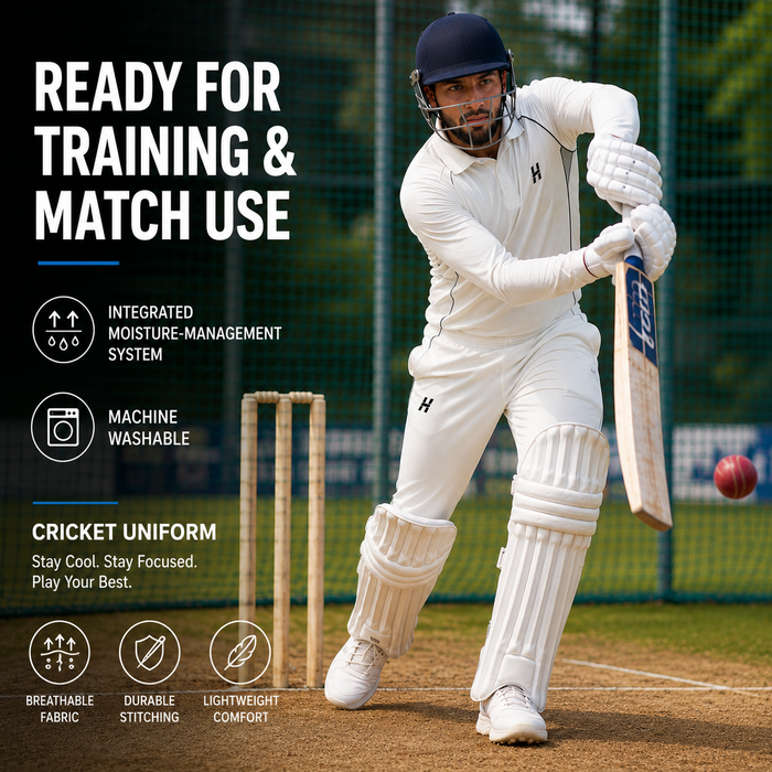 Cricket White Shirt and Trouser Set Long Sleeves for Adults - Cricket Uniform