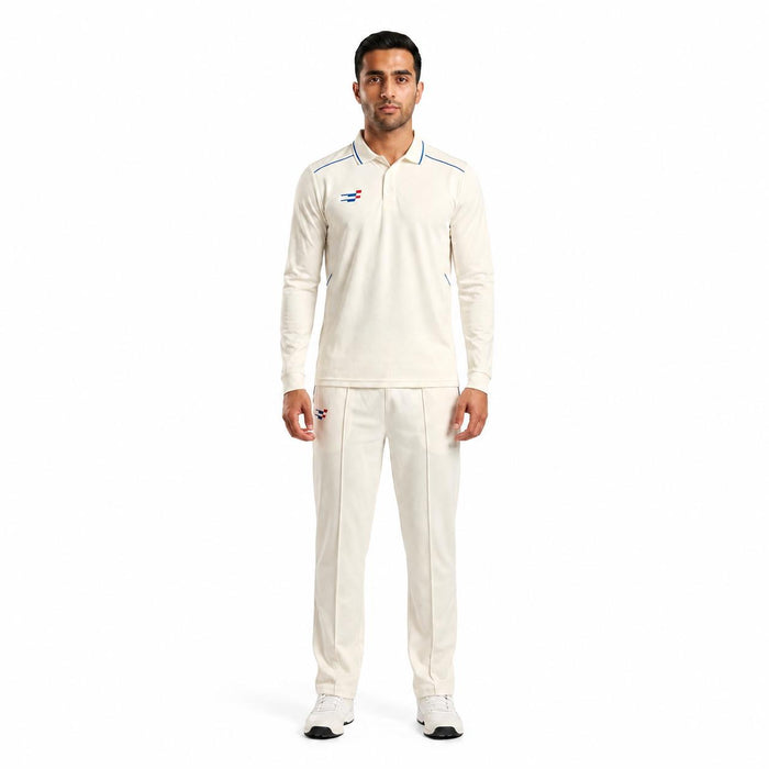 Cricket White Shirt and Trouser Set Long Sleeves for Adults - Cricket Uniform