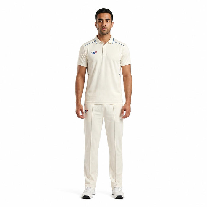 Cricket White Shirt and Trouser Set Short Sleeves for Adults - Cricket Uniform