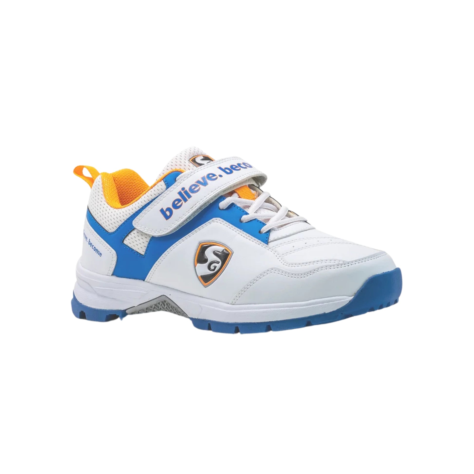 SG Century 6.0 White/Royal Blue/Orange Cricket Shoes