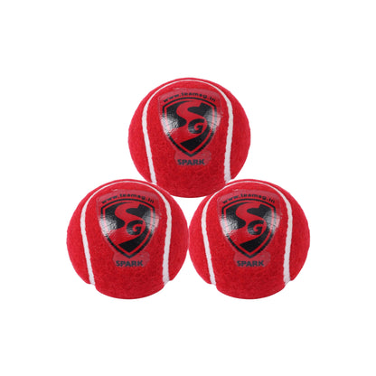 SG SPARK Red Tennis Heavy Cricket Ball - (Pack of 3)