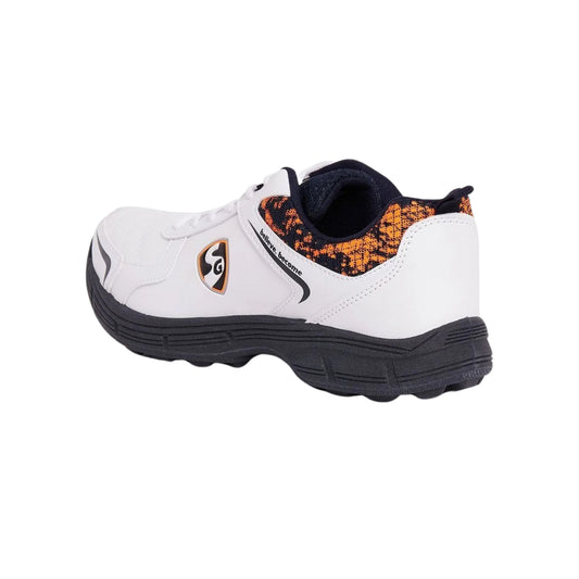 SG Savage Stud White/Navy/Orange Cricket Shoes