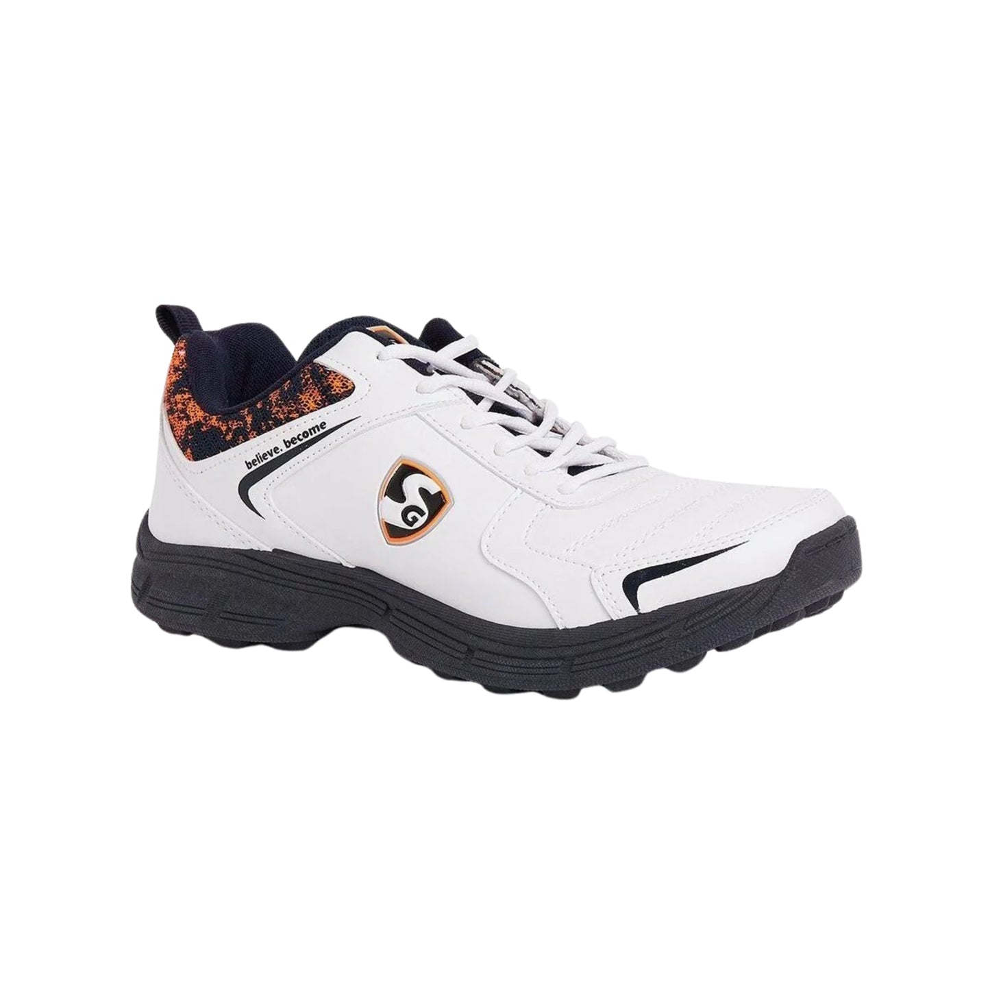 SG Savage Stud White/Navy/Orange Cricket Shoes