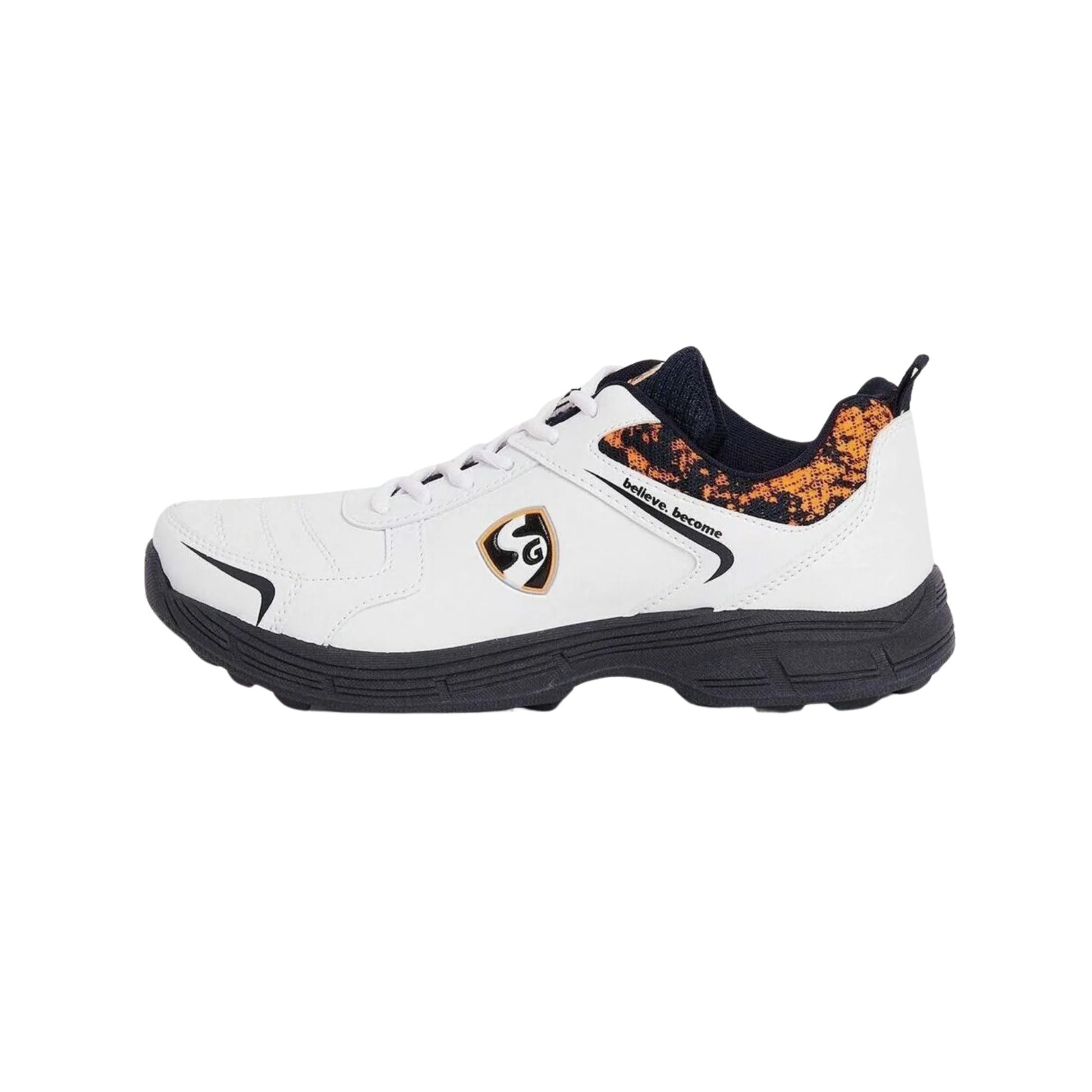 SG Savage Stud White/Navy/Orange Cricket Shoes