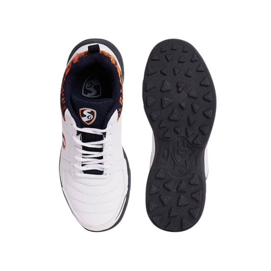 SG Savage Stud White/Navy/Orange Cricket Shoes