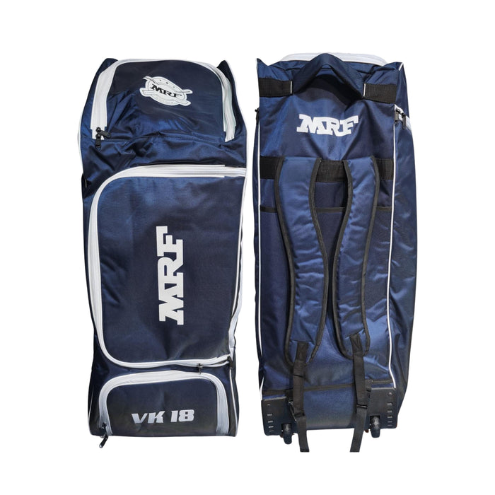 MRF VK 18 Senior Navy Blue and  Royal Blue Cricket Kit Bag With Wheels