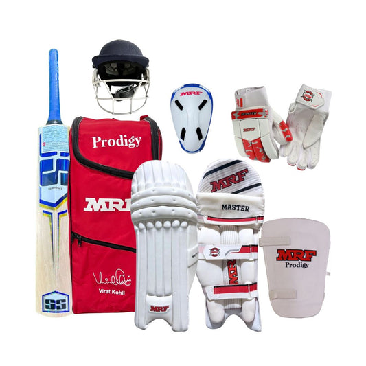 Cricket Arabia Starter Kit Kashmir Willow Cricket Adult Kit Set, Complete with Accessories, Bat, Kit Bag, Gloves, Guards