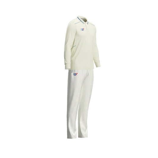 Cricket White Shirt and Trouser Set Long Sleeves for Juniors - Cricket Uniform