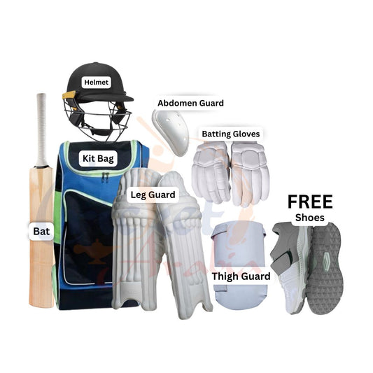 Cricket Arabia Duffle Kit With Accessories, Bat, Kit Bag, Gloves, Guards , Shoes Kit Set for Adult