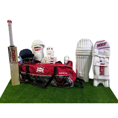 MRF English Willow Legend 4.0 Cricket Adult Kit, Complete Set with Accessories, Bat, Kit Bag, Gloves, Guards