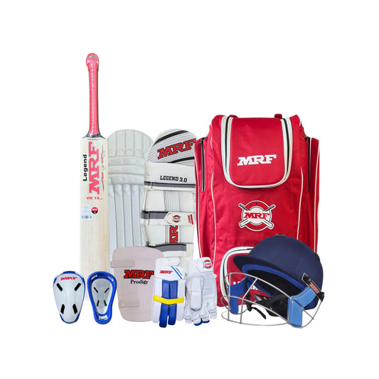 MRF Junior English Willow Legend VK 18 1.0 Cricket Kit Set - Complete Cricket Set for Junior Youth and Boys