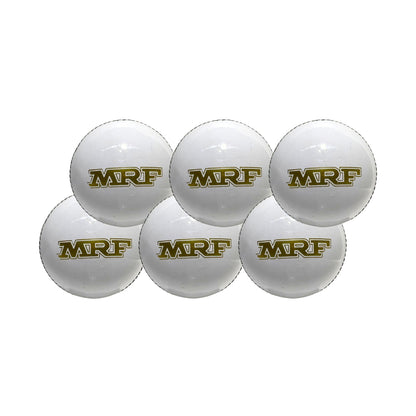 MRF Power White Ball Leather Ball for Cricket (Pack of 6)