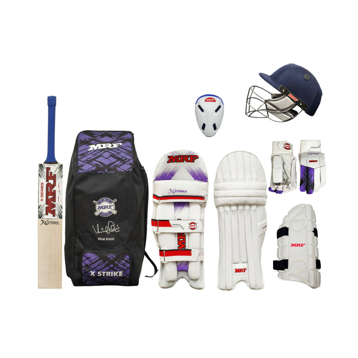 MRF Xstrike Kashmir Willow Cricket Kit Set for Adult and Junior - X Series Latest 2026 Release