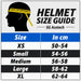 SG Acetech helmet size guide: XS 50-54 cm, Small 54-56 cm, Medium 56-58 cm, Large 58-62 cm, XL 62-64 cm