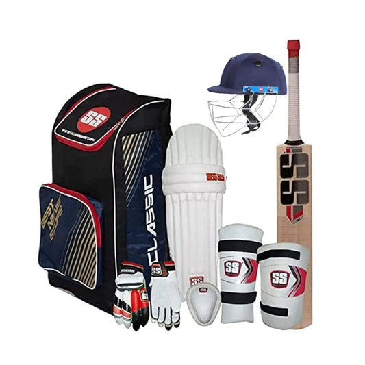 SS Junior Kashmir Willow Cricket Kit 8 pc Set with Accessories Size 6, 5, 4, 3, 2